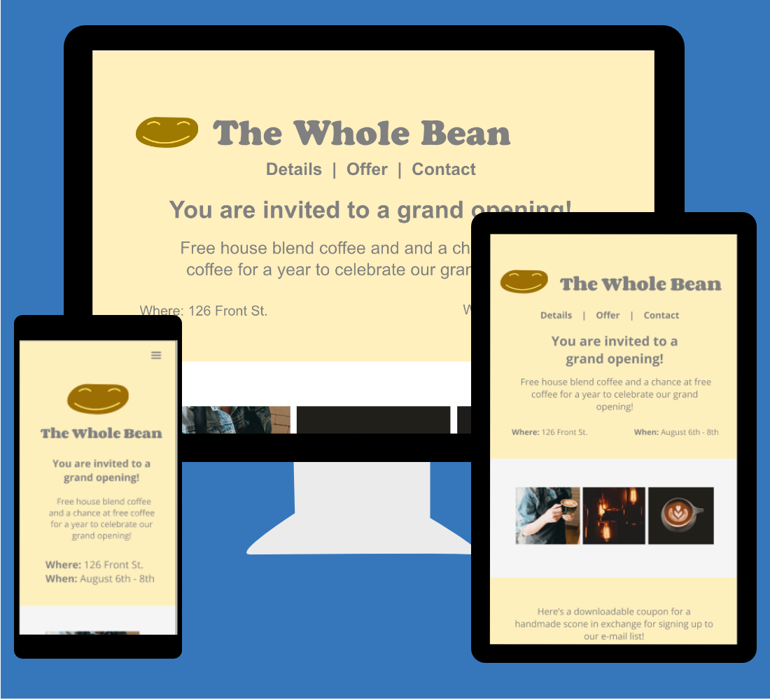 The Whole Bean Landing Page